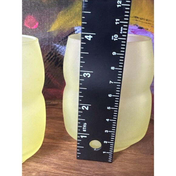 2 Frosted Yellow MCM Glass Tumblers - Picture 3 of 10